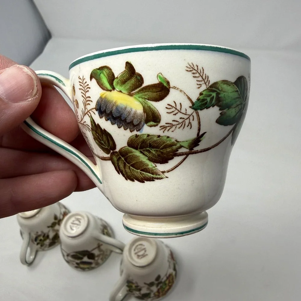 Wedgwood Surrey of Etruria Barlaston Floral Tea Cups Set of 5 Multi-Color Cream